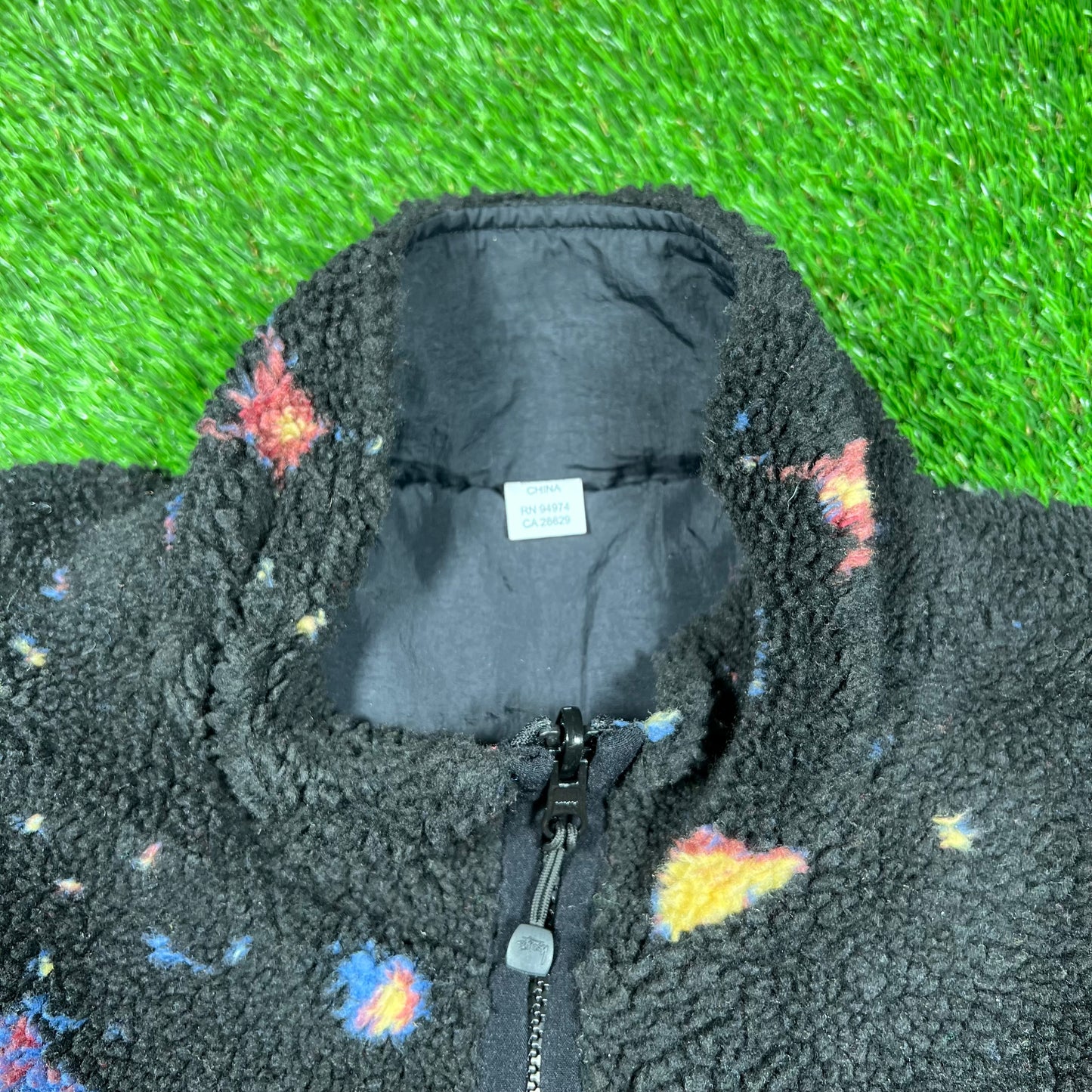 Stussy Cosmos Reversible Jacket Multicolor Sherpa Fleece (2023) Size Medium USED x16776