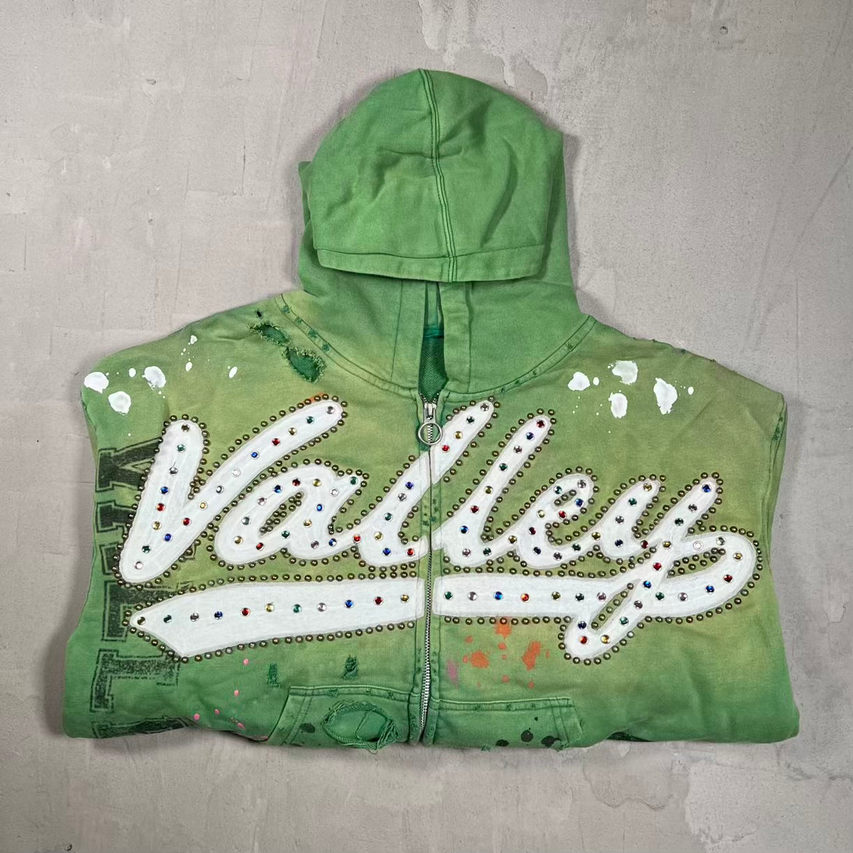 Vale Forever Inferno Green Zip Up Hoodie Size Large USED x18379