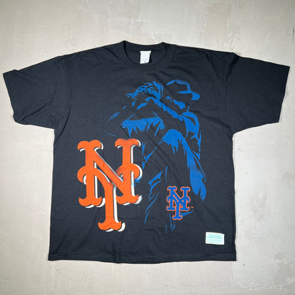 Y2K New York Mets Big Logo Black Tee Size XXL NEW v19068