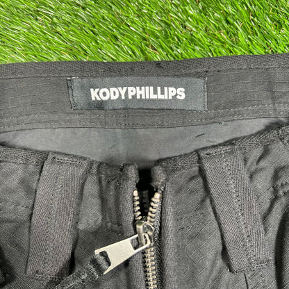 Kody Phillips Multi Zipper Cargo Black Pants Size 32 USED x14938