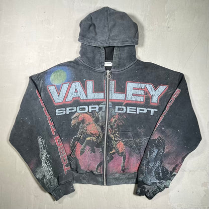 Vale Neptune Zip Up Washed Black Hoodie Size XXL USED x18630