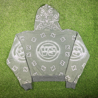 Vale Bandana Paisley Green Hoodie Size Medium USED x15289