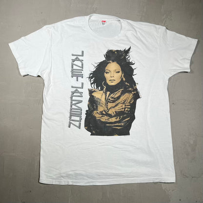 1990 Janet Jackson Rhythm Nation Tour White Tee Size XXL USED v20106