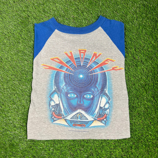 1983 Journey Frontiers Alien Grey/Blue Baseball Tee Size Medium USED v16630