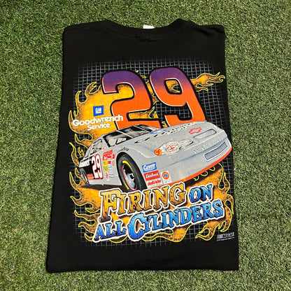 Y2K Track Hot Shot Racing Black Tee Size XL USED v16453