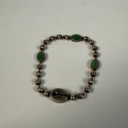 Gucci Interlocking G Sterling Silver Bracelet Size 17 USED x14601