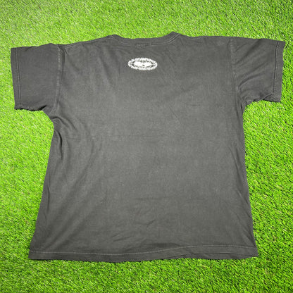 1990s Wu Tang Wu Wear Circle Yellow Logo Black Tee Size Large USED v16964