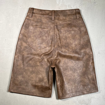 Bottega Desires Brown Leather Shorts Size 28 USED x17555