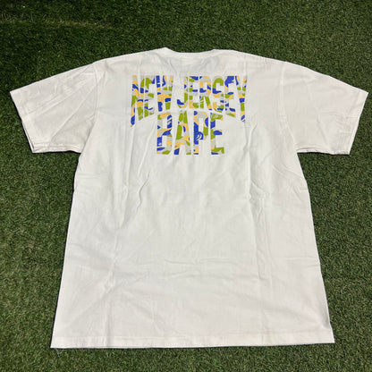 A Bathing Ape New Jersey Bape White Tee Size Large USED x14006