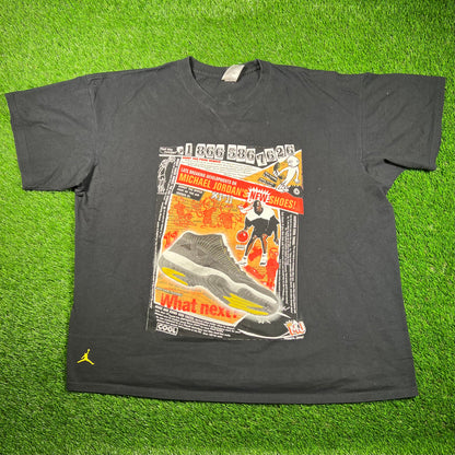 Y2K Jordan 11 Black Tee Size XXL USED v18723