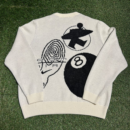 Stussy x Penny Knit AOP Cream Crewneck Size Medium USED x13787