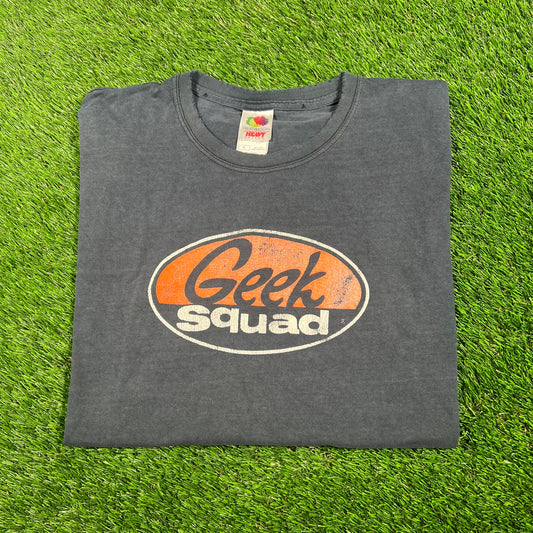 2000s Best Buy Geek Squad Washed Black Tee Size XL USED v17750