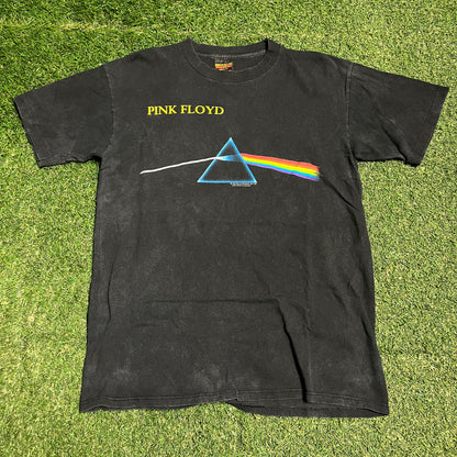 1992 Brockum Tag Pink Floyd Dark Side of the Moon Black Tee Size Large USED v15898
