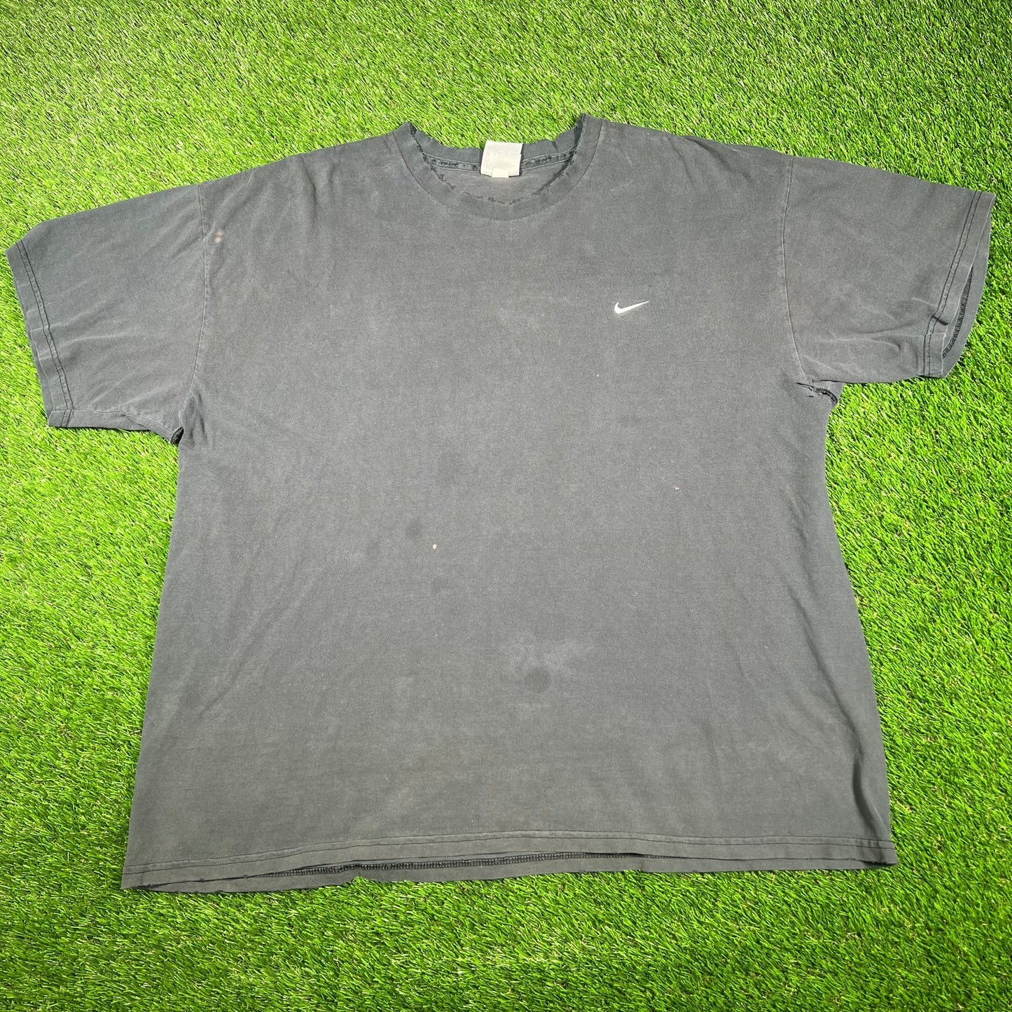 Y2K Nike Washed Black Logo Tee Size XXL USED v17056