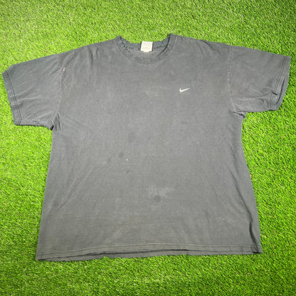 Y2K Nike Washed Black Logo Tee Size XXL USED v17056