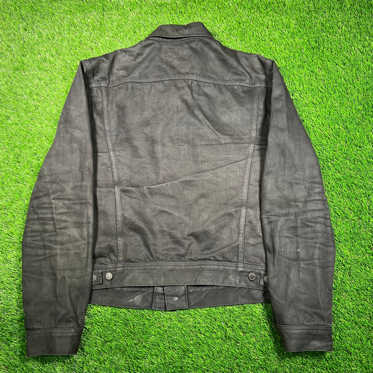 Y2K Ralph Lauren Black Waxed Canvas Button Up Jacket Size XL USED v18670