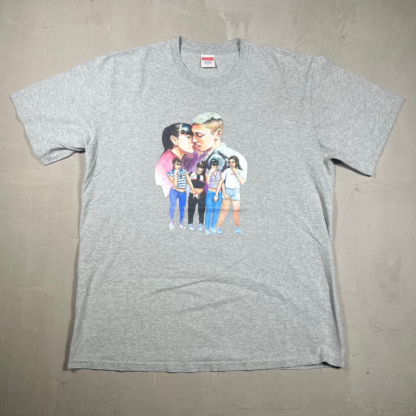 Supreme Kiss Tee Grey (2017) Size Large USED x17358