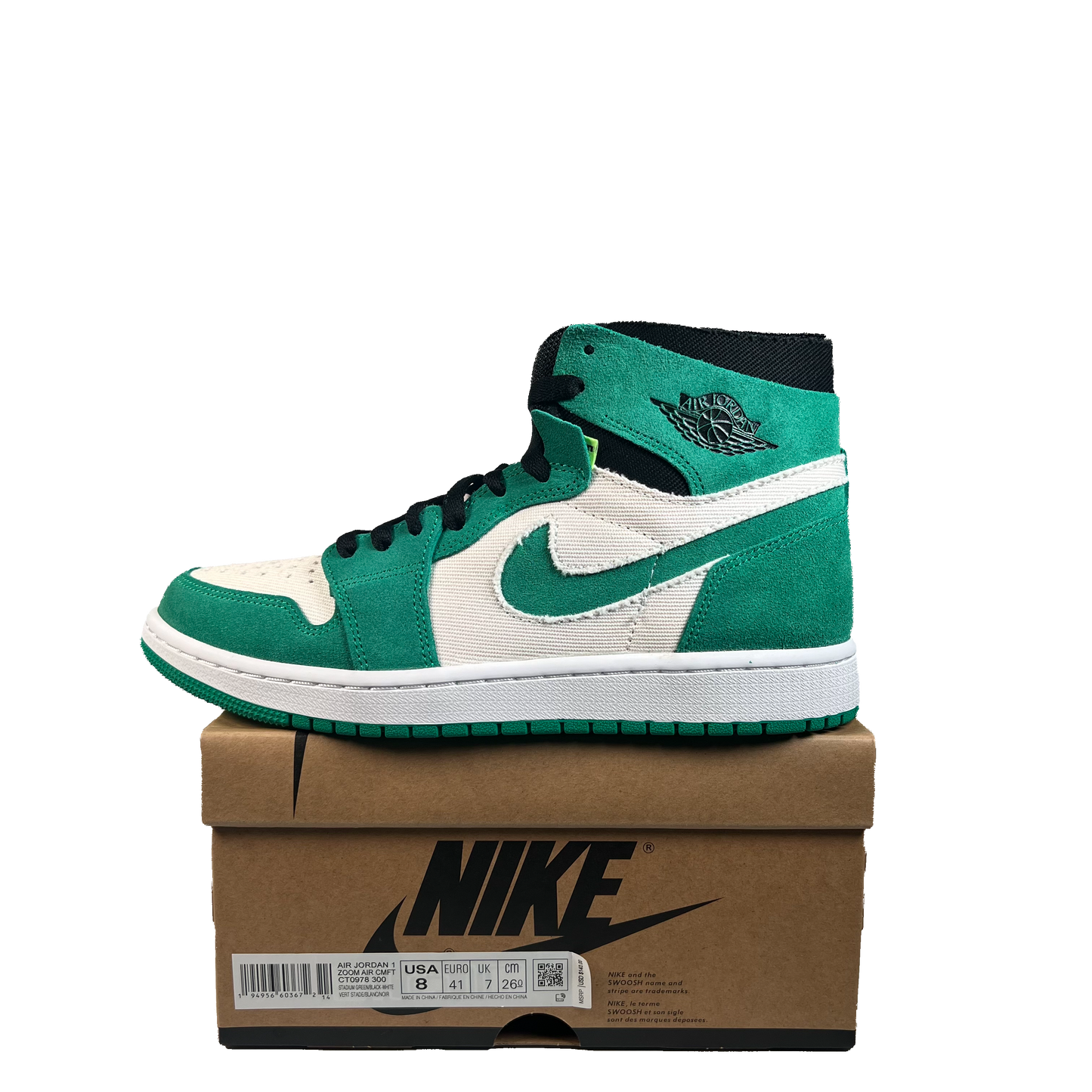 Jordan 1 High Zoom Air Cmft Stadium Green (2021) Size 8 NEW s22477