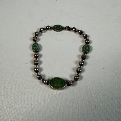 Gucci Interlocking G Sterling Silver Bracelet Size 17 USED x14601