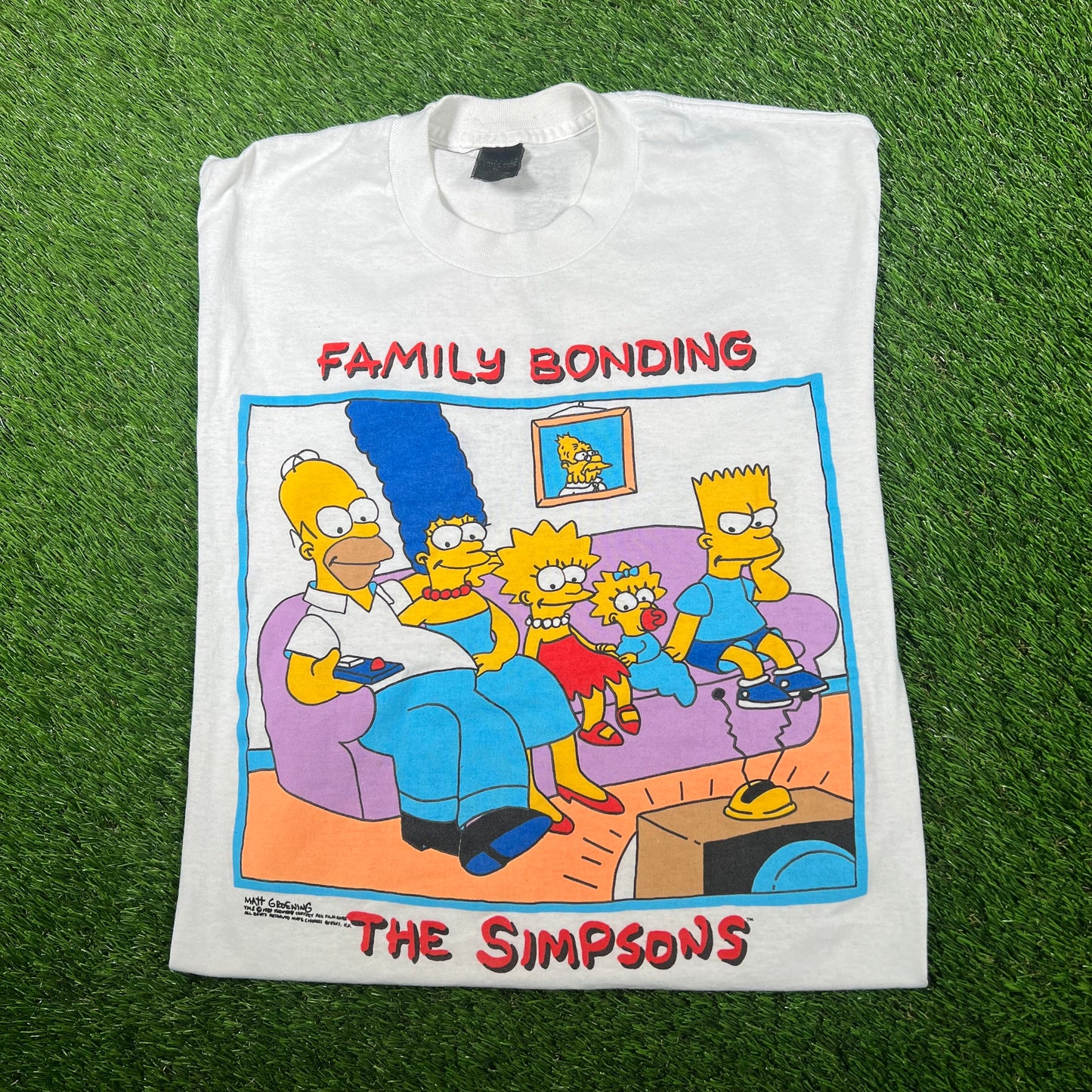 1989 Simpsons "Family Bonding" White Tee Size XL USED v17211