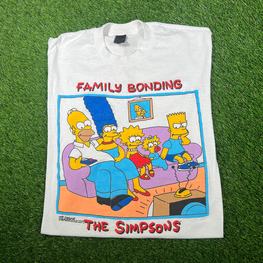 1989 Simpsons "Family Bonding" White Tee Size XL USED v17211