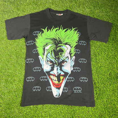 1990s Joker Big Face Black Tee Size Medium USED v16635