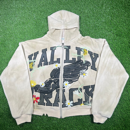 Vale Sports Division "Valley Track" Flower Embroidered Full Zip Hoodie Size XL USED x14850