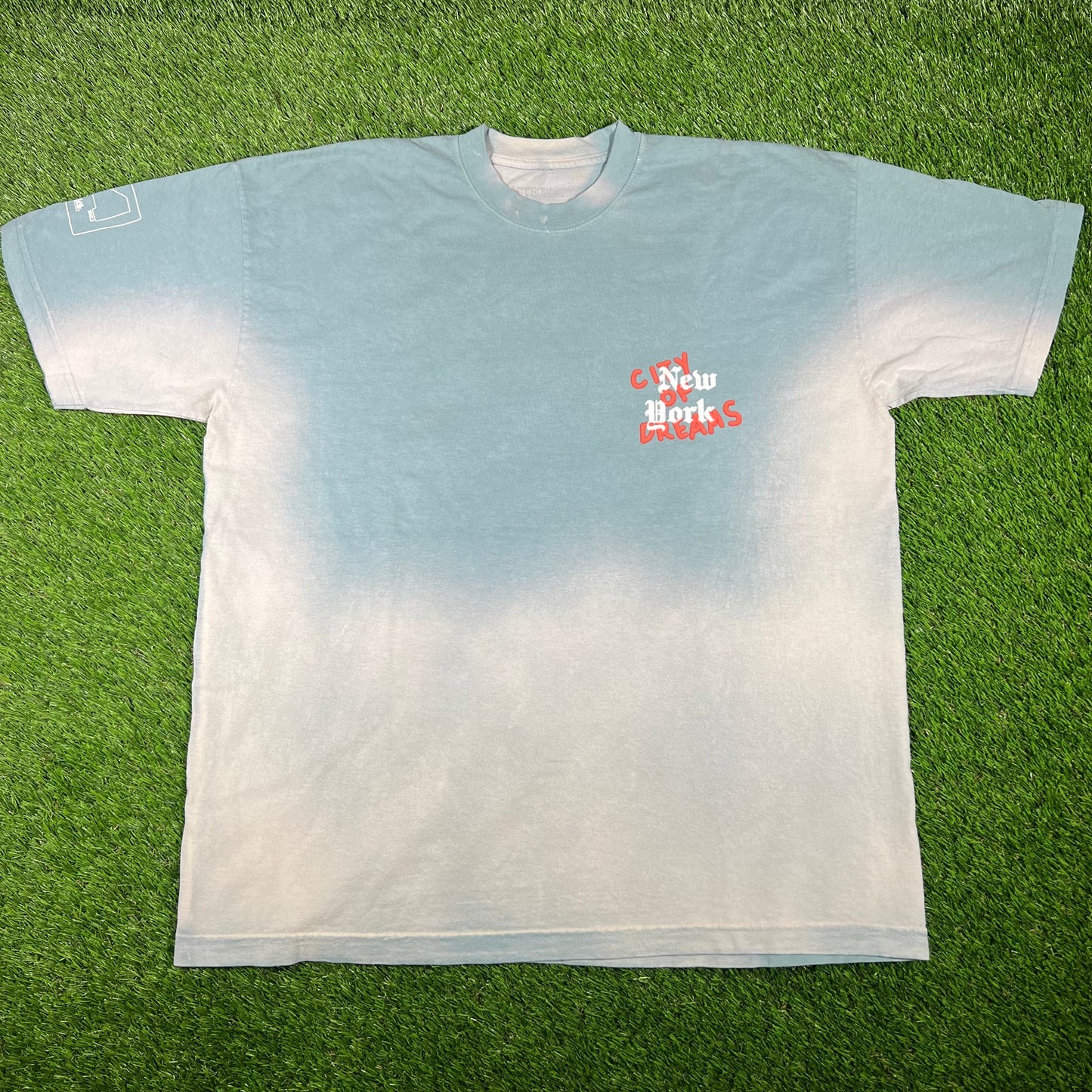 Travis Scott Astro World NY Liberty Teal Tee Size XL USED x14532