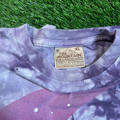 2002 The Mountain Cat on Moon Purple Tie Dye Tee Size XL USED v18818