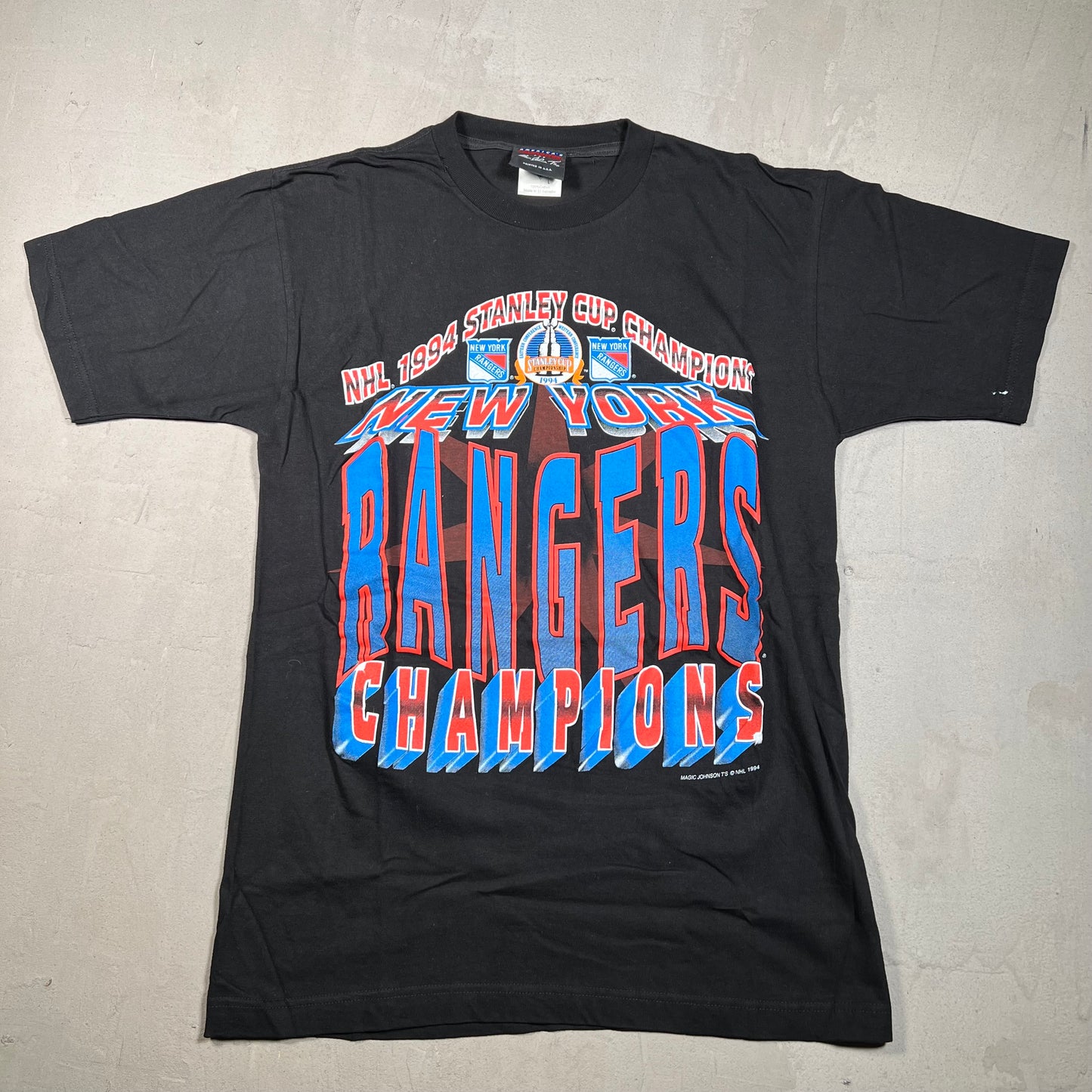 1994 New York Rangers Stanley Cup Champs Black Tee Size Large USED v17806