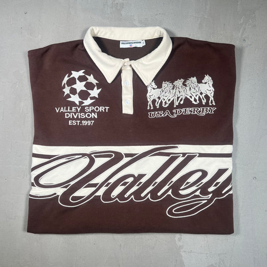 Vale Athletics "USA Derby" Longsleeve Rugby Brown Size XL USED x17334