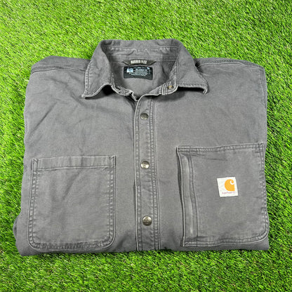 Carhartt Washed Navy Blanket Lined Shacket Size Large USED v16866