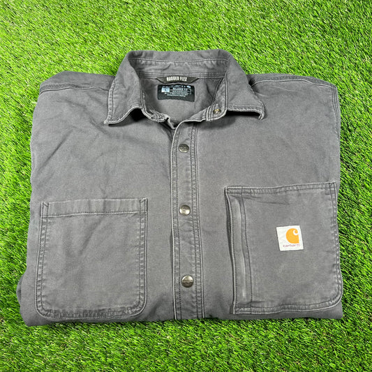 Carhartt Washed Navy Blanket Lined Shacket Size Large USED v16866