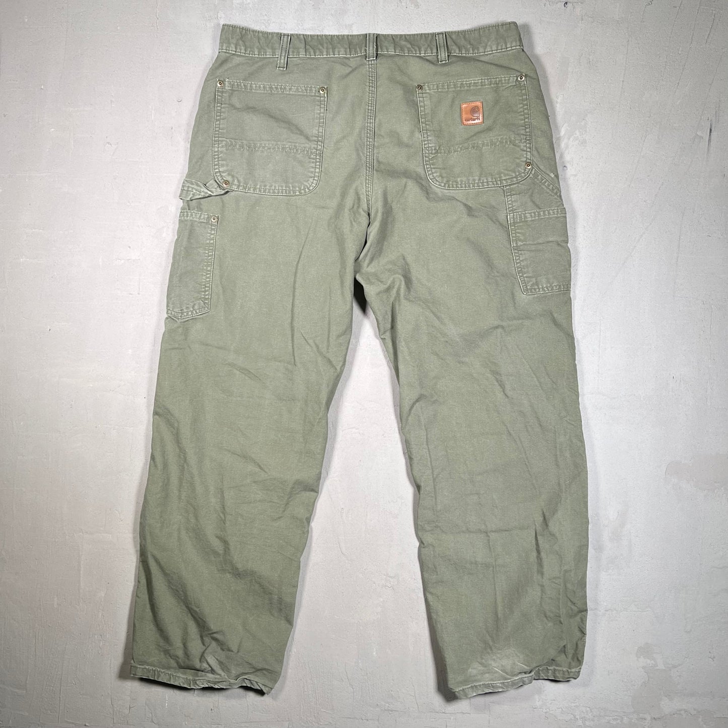 Carhartt Olive Green LightWeight Double Knee Carpenter Pants Size 36x30 USED v19025