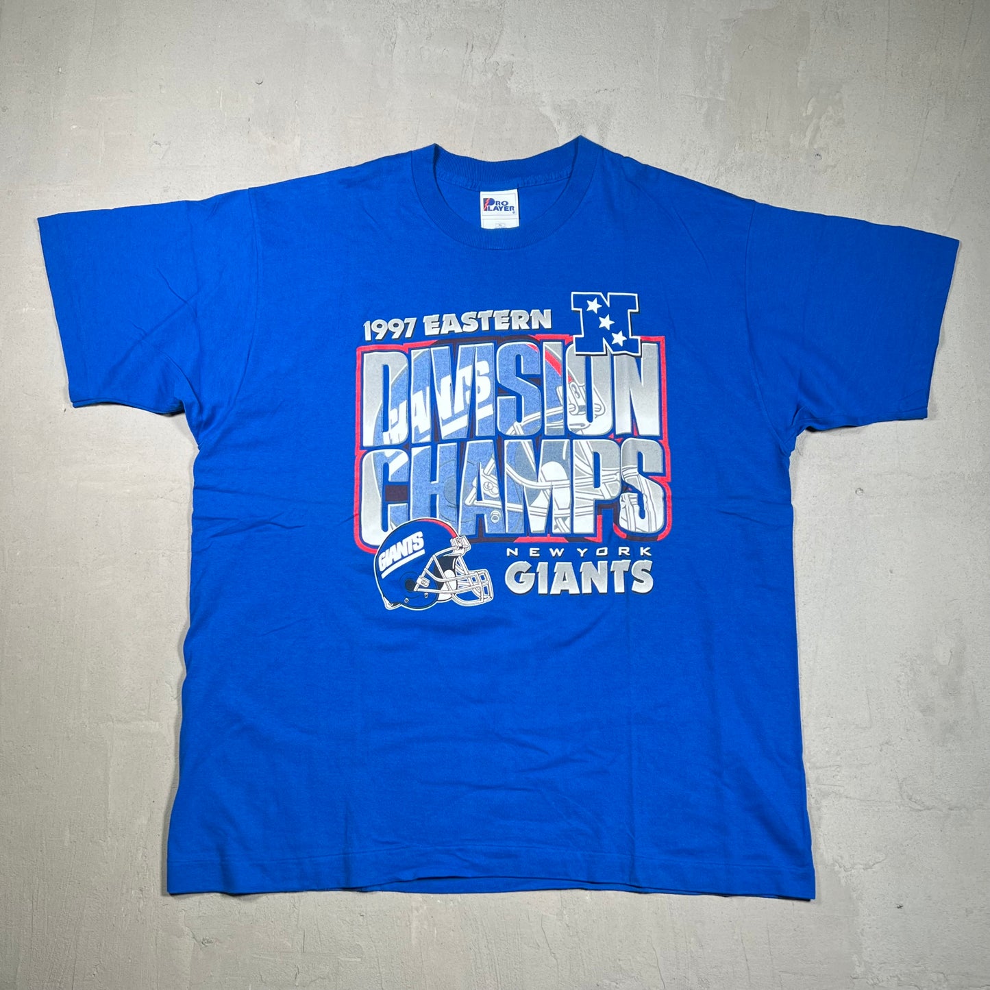 1997 New York Giants Division Champs Blue Tee Size XL USED v19322