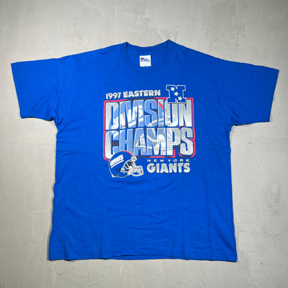 1997 New York Giants Division Champs Blue Tee Size XL USED v19322