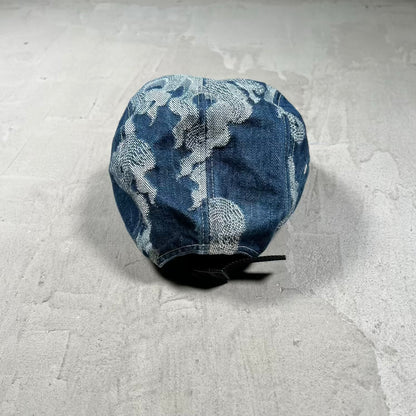 Supreme Flames Jacquard Washed Indigo Denim Hat (2023) USED x18704