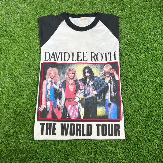 1996 David Lee Roth World Tour White Baseball Tee Size Medium USED v16613