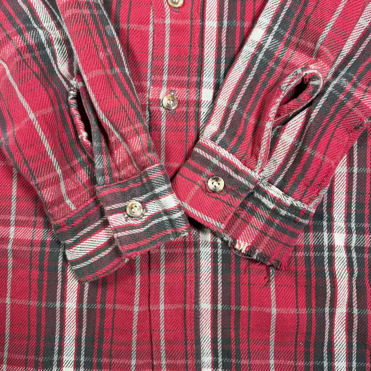 1990s Five Broithers Red Flannel Size Large USED v20420