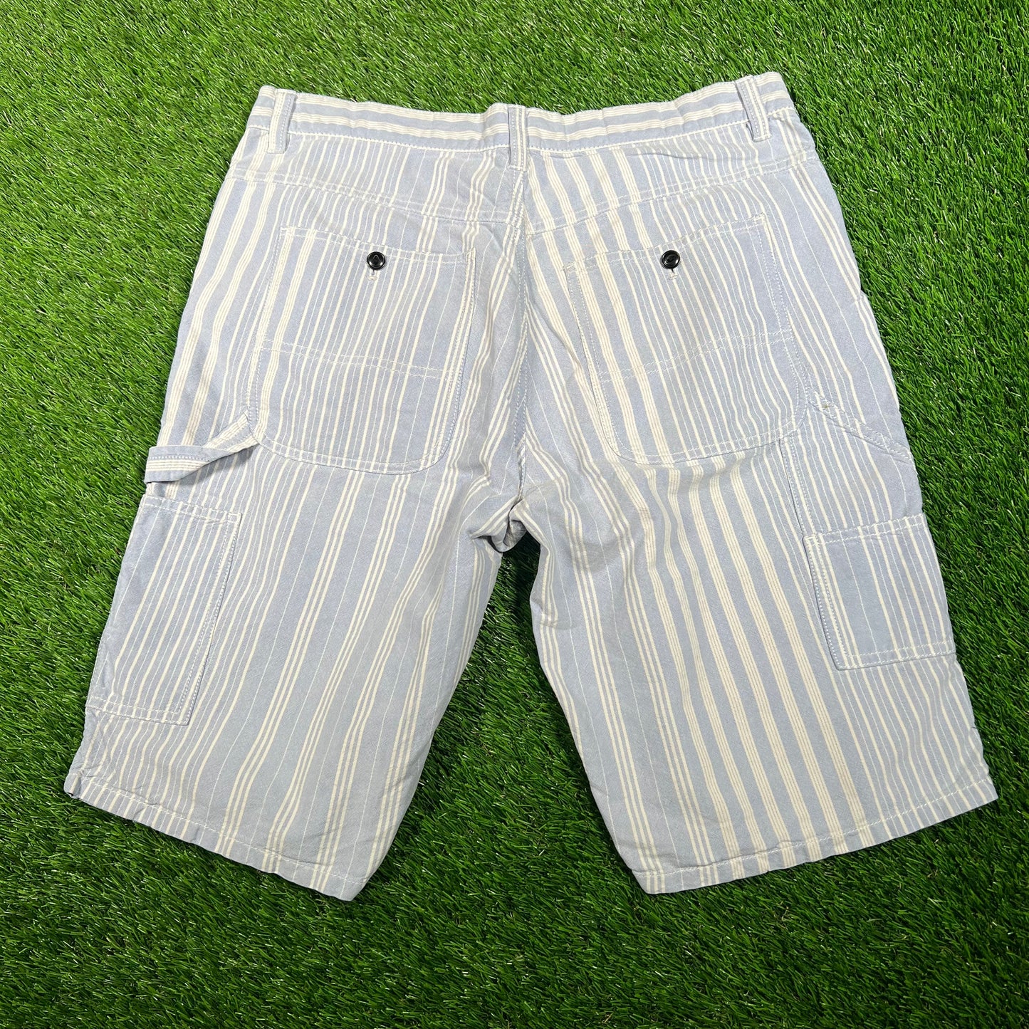 Stussy Pin Strip Blue/White Shorts Size 32 USED x15862