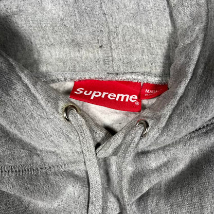 Supreme Small Box Logo Grey on Grey Hoodie Size Medium USED x18498