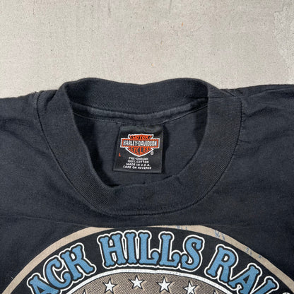 1995 Harley Davidson Sturgis Black Jills Rally Black Tee Size Large USED v19228