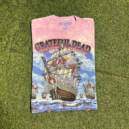 2020s Grateful Dead Pirate Boat Ship of Fools Tie Dye Tee Size Large USED v16268