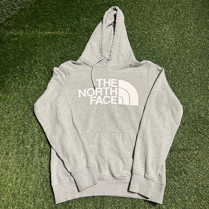 The North Face White Logo Grey Hoodie Size Small USED v16444