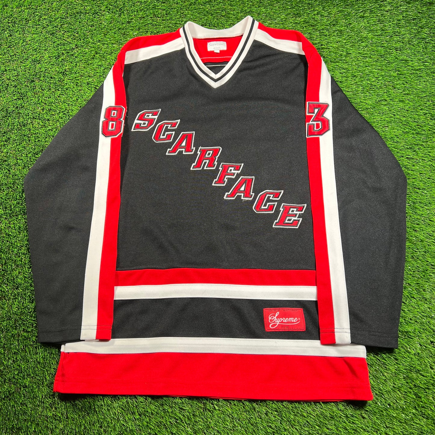 Supreme Scarface Black Hockey Jersey (2017) Size Large USED x16216