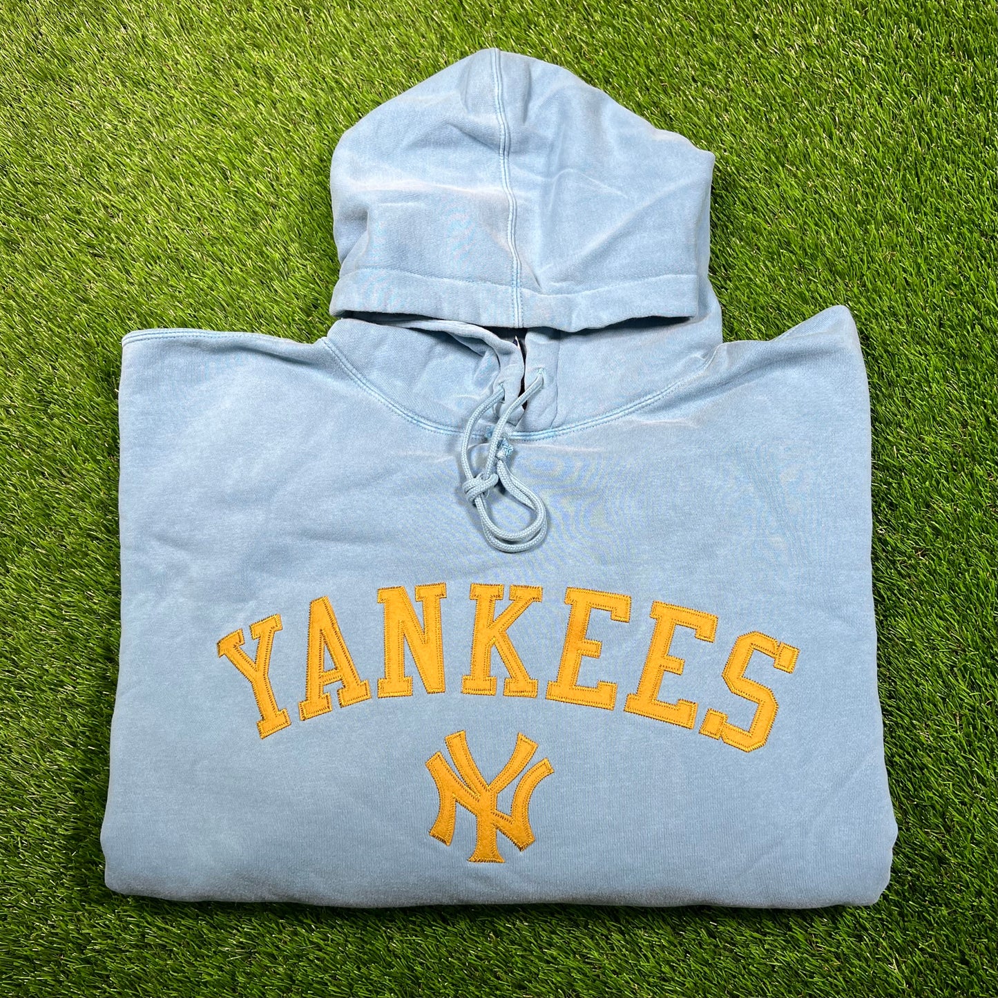 Y2K Yankees Majestic Light Blue Pull Over Hoodie Size XXL NEW v18751