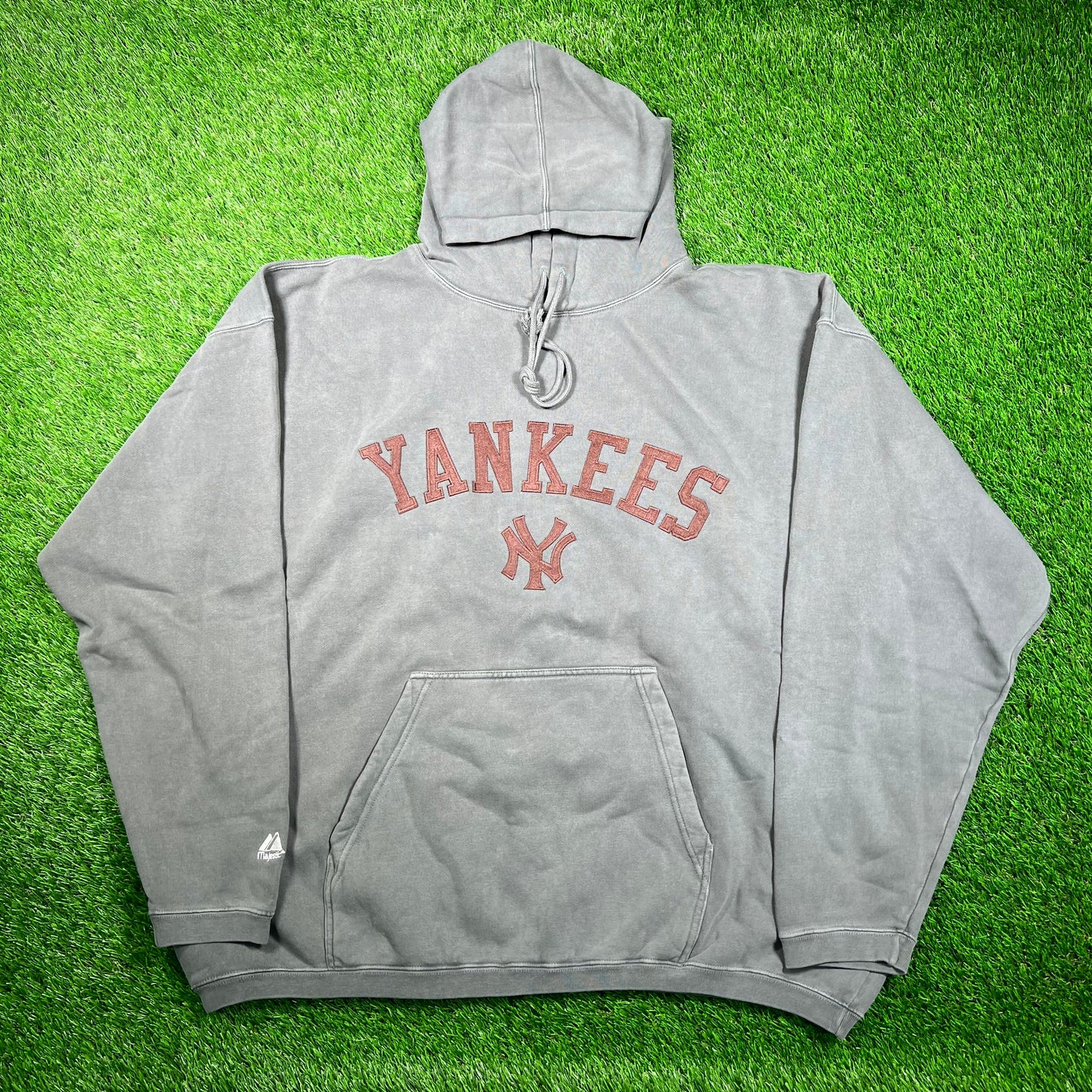 Y2K Yankees Majestic Grey Pull Over Hoodie Size XXL NEW v18752