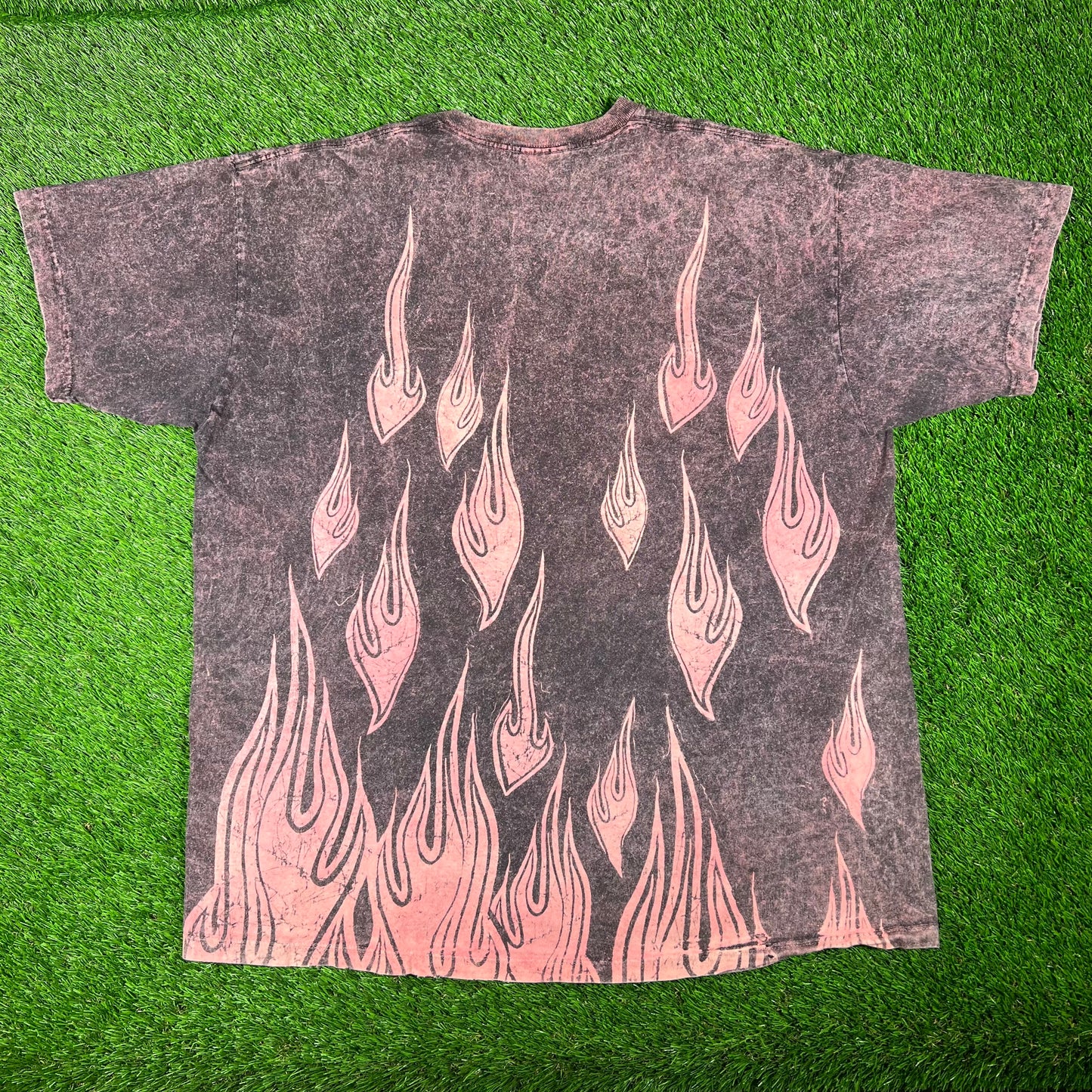 1996 KISS Flames AOP Band Tee Size XL USED v17586