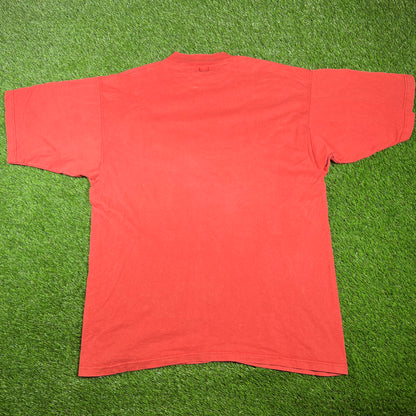 1993 Guess Jeans Red Tee Size XL USED v17303