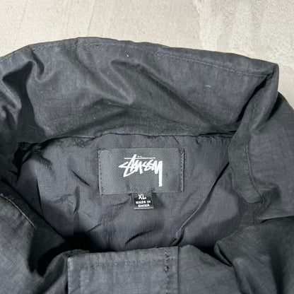 Stussy Ripstop Black Down Puffy Zip Up Jacket Size XL USED x18799